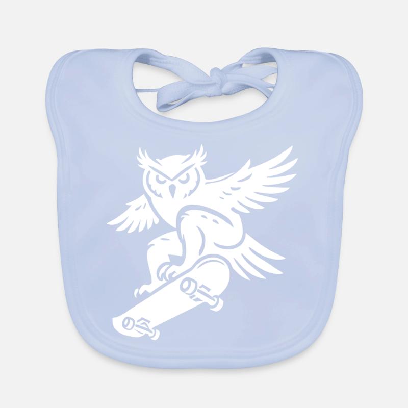 Schneeeule Skateboard Silhouette Minimalistischer Baby Bio-Lätzchen