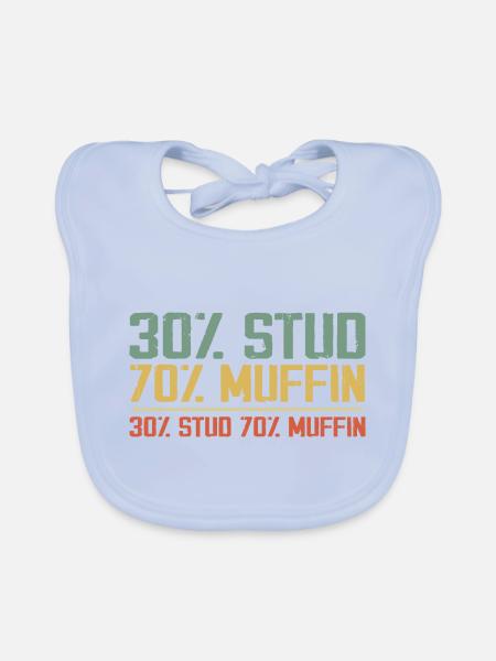 Sarkastisch 30% Ohrstecker 70% Muffin Papa Vater Figur - Baby Bio-Lätzchen - sky Blue - Vorne