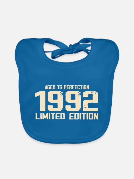 1992 Limited edition 1992 Birthday 1992 Retro - Organic Baby Bibs - peacock-blue - Front