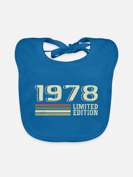 Born in 1978 Birthday 1978 Vintage 1978 - Organic Baby Bibs - peacock-blue - Front