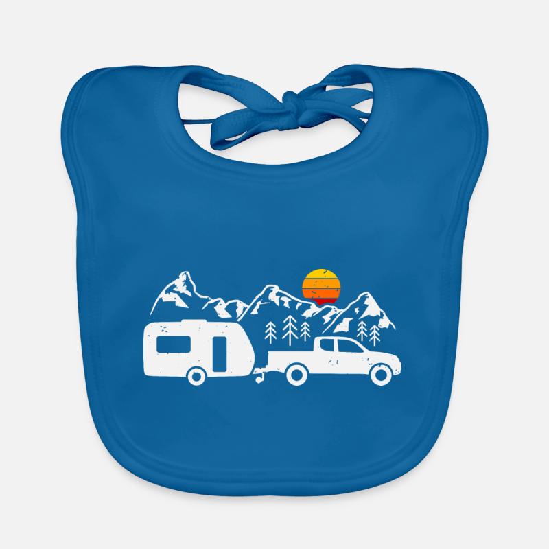 Camping Wohnwagen Camper Campingurlaub - Baby Bio-Lätzchen - Pfauenblau