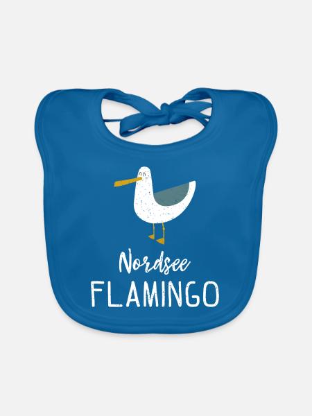 Nordsee Flamingo Möwe Geschenk - Baby Bio-Lätzchen - Pfauenblau