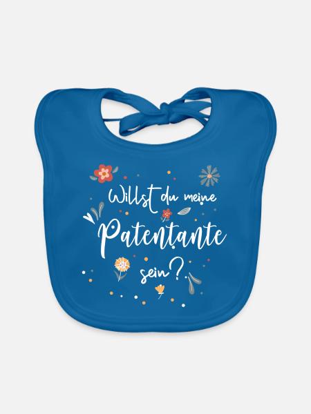 Patentante fragen Willst du meine Patentante sein - Baby Bio-Lätzchen - Pfauenblau - Vorne