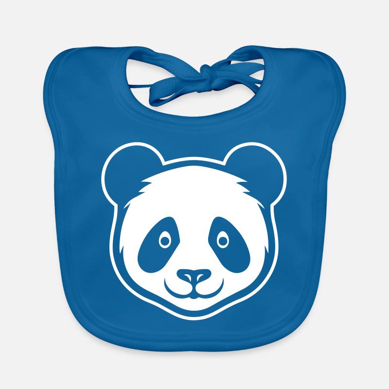 Tête de panda - Bavoir bio Bébé - bleu paon