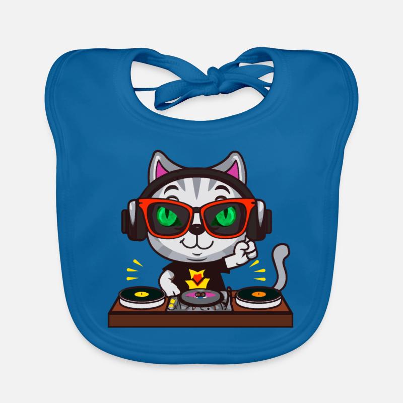 Katze Brille Turntable DJ Disco Club Nachtleben Baby Bio-Lätzchen