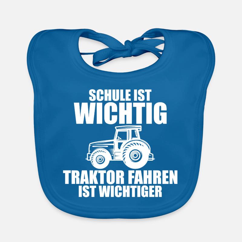 Trecker Trekker Traktor Schule Spruch Geschenk Baby Bio-Lätzchen