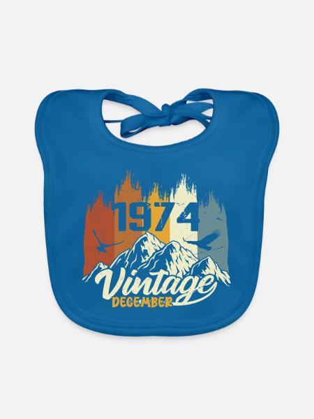 Birthday Gift born in December 1974 - Organic Baby Bibs - peacock-blue - Front