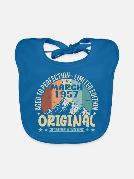 68th Birthday Jubilee march 1957, march 1957 - Organic Baby Bibs - peacock-blue - Front
