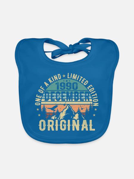 Legends Birthday December 1990 Born Gift - Organic Baby Bibs - peacock-blue - Front