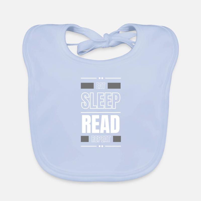 eat sleep read repeat gift idea read slogan Organic Baby Bibs