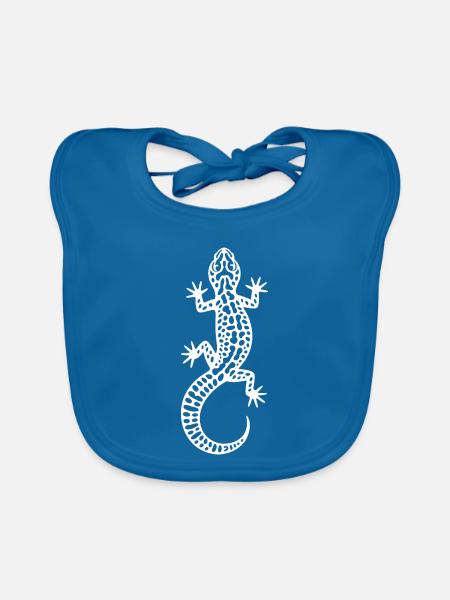 Gecko Muster in Kontrast - Baby Bio-Lätzchen - Pfauenblau