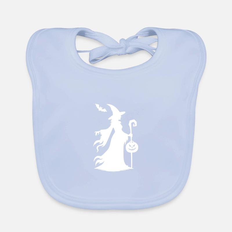 Halloween Witch with Pumpkin and Bat Magic Organic Baby Bibs
