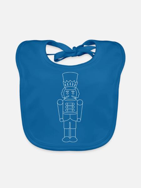 Casse-noisette minimaliste : design épuré unique - Bavoir bio Bébé - bleu paon - Devant