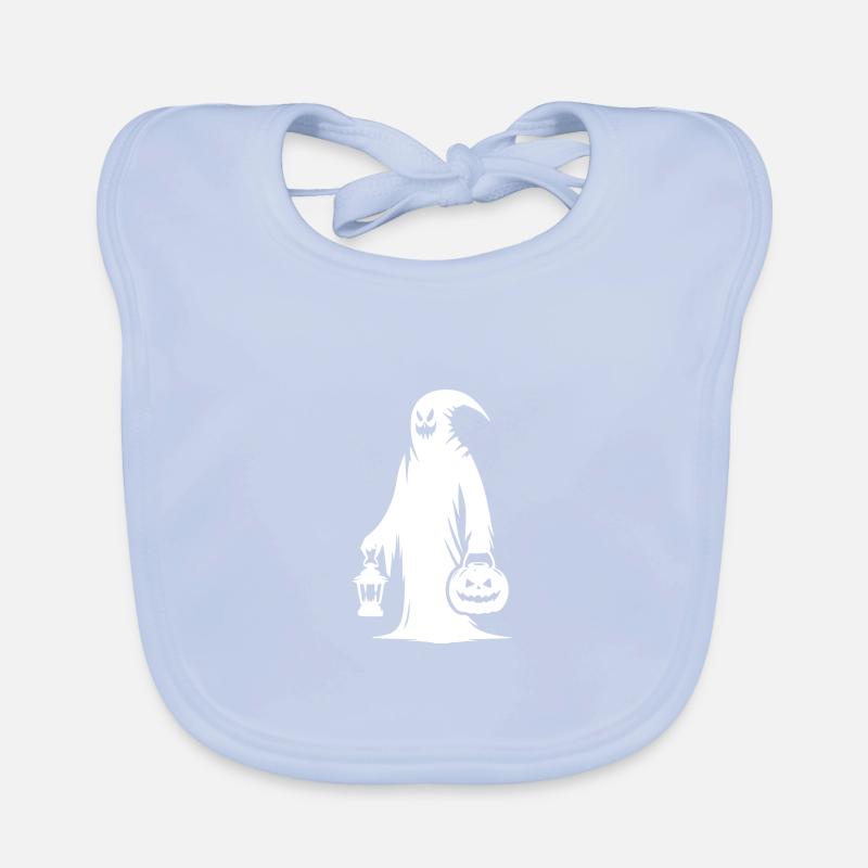 Creepy Funny Masks Ghost with Pumpkin Lantern Organic Baby Bibs