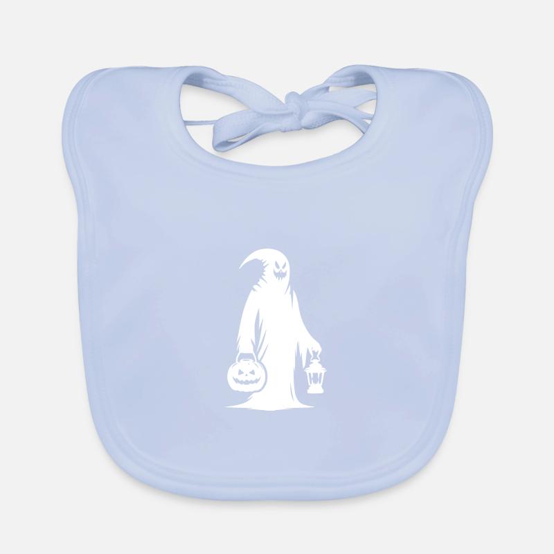 Scary Funny Masks Ghost with Pumpkin Lantern Organic Baby Bibs