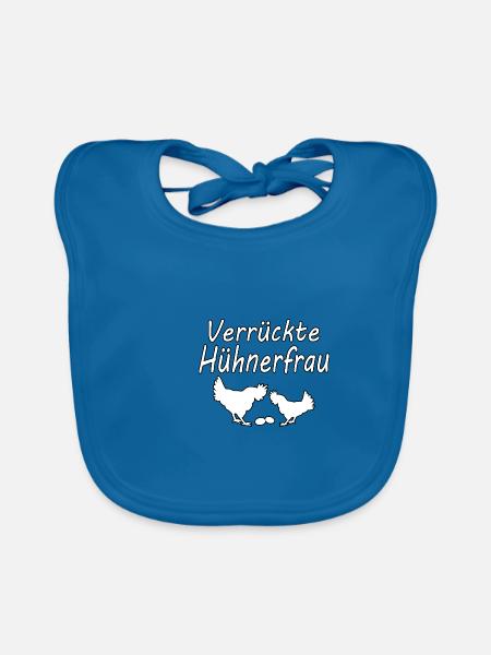Verrückte Hühnerfrau - Baby Bio-Lätzchen - Pfauenblau