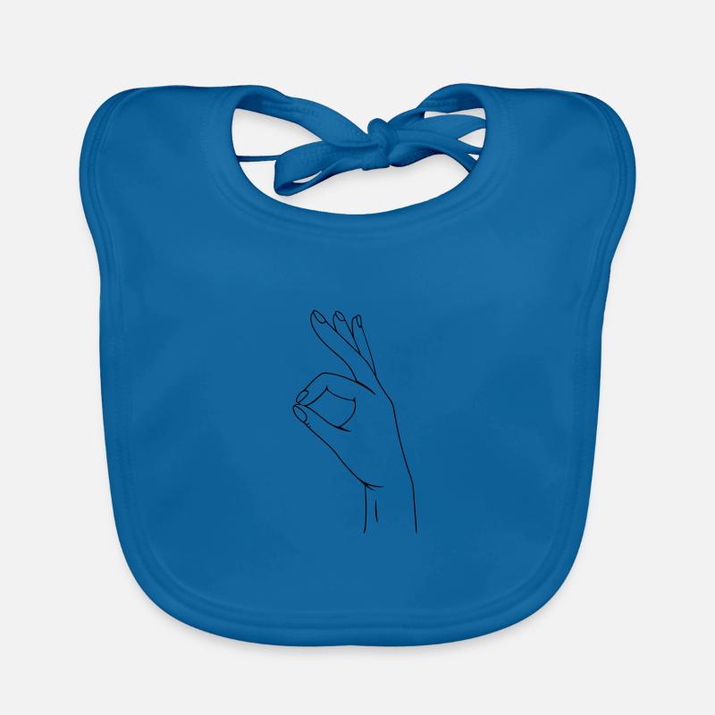 Main - OK main - Bavoir bio Bébé - bleu paon