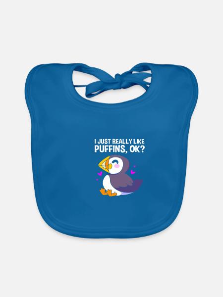Papageientaucher Puffin - Baby Bio-Lätzchen - Pfauenblau - Vorne