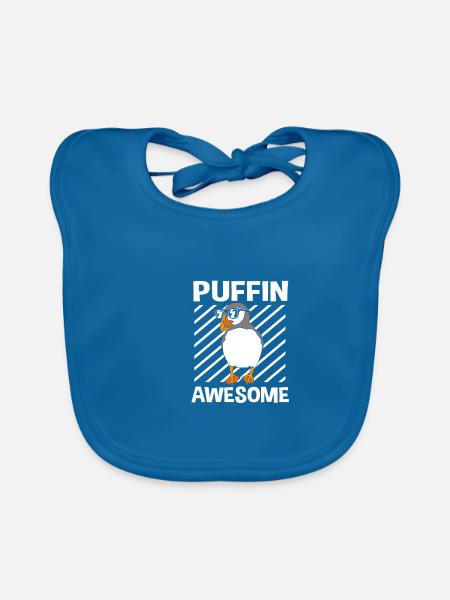 Papageientaucher Puffin - Baby Bio-Lätzchen - Pfauenblau - Vorne