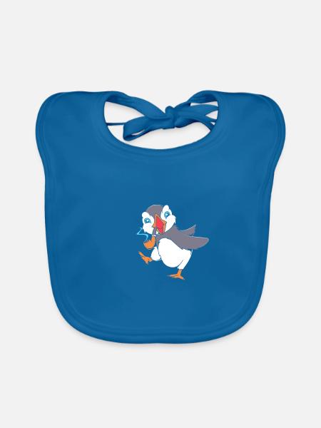 Papageientaucher Puffin - Baby Bio-Lätzchen - Pfauenblau - Vorne