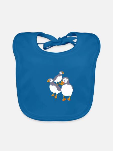 Papageientaucher Puffin - Baby Bio-Lätzchen - Pfauenblau - Vorne