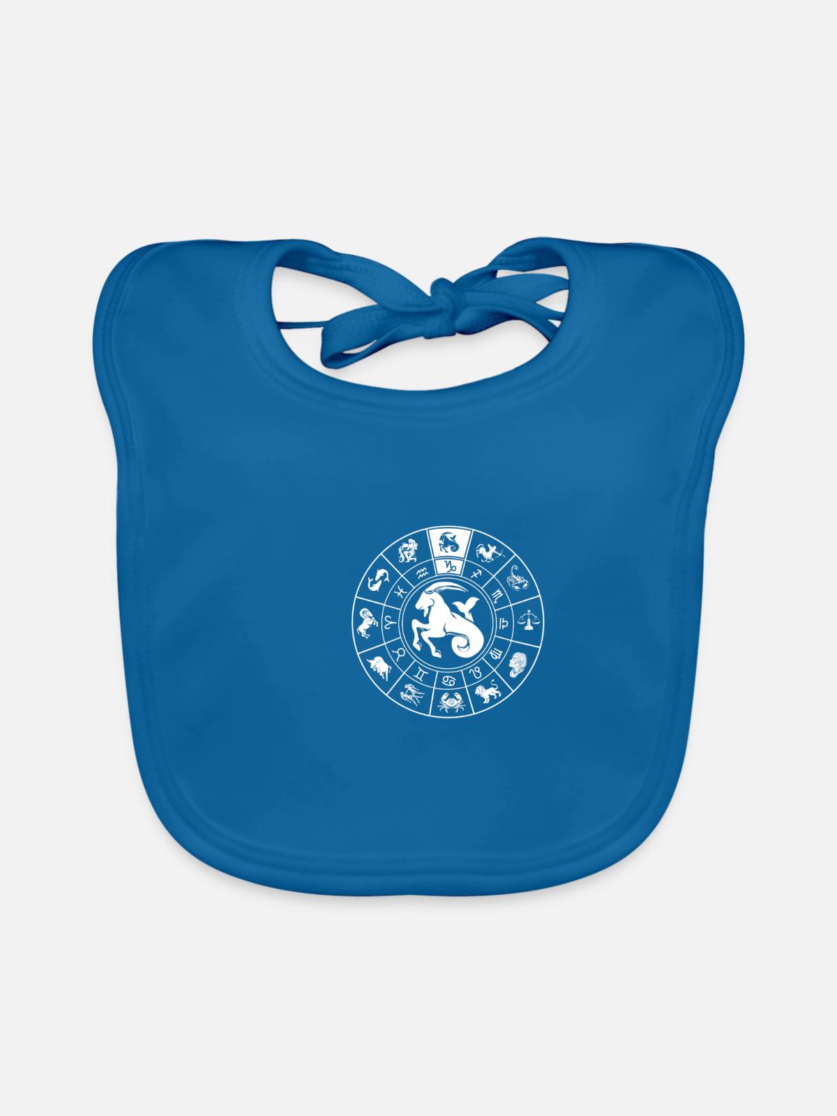 Sternzeichen Steinbock - Baby Bio-Lätzchen - Pfauenblau - Vorne