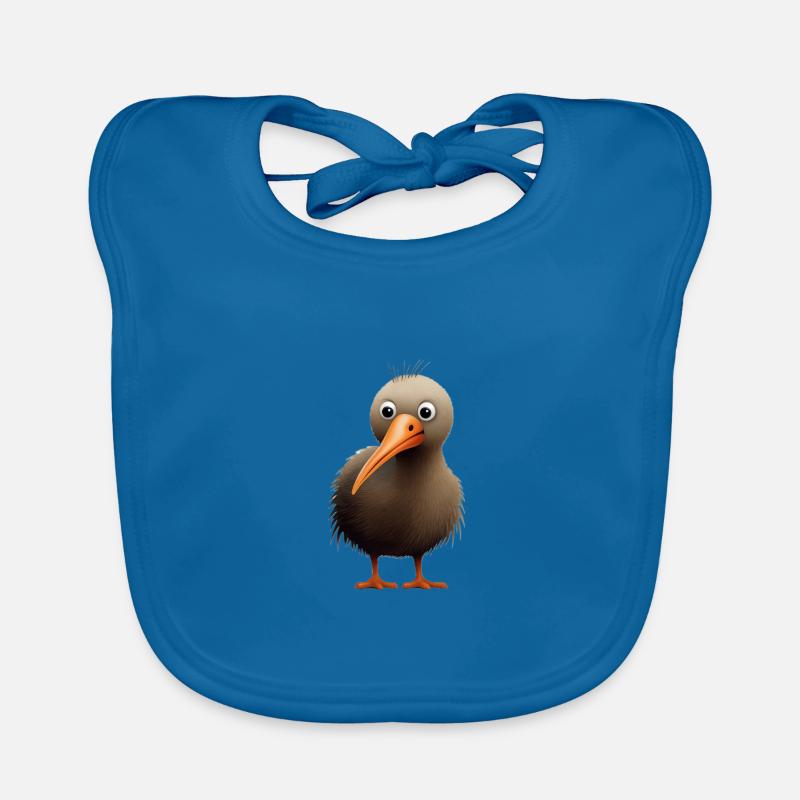 Mignon oiseau kiwi - Bavoir bio Bébé - bleu paon