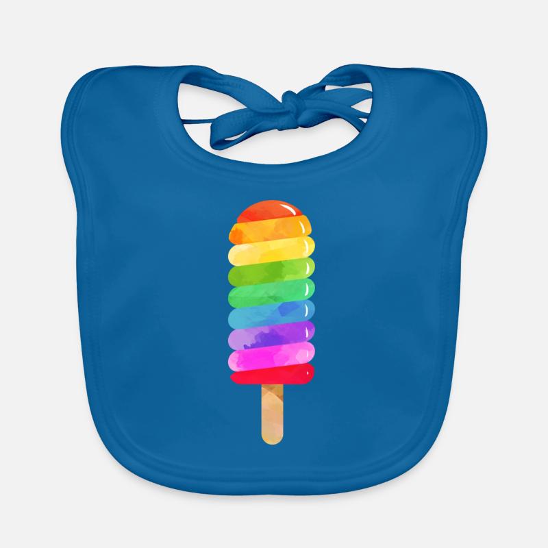 Popsicle eau arc-en-ciel - Bavoir bio Bébé - bleu paon