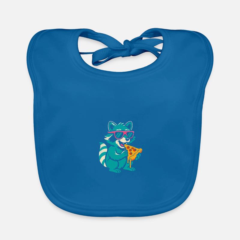 Waschbär mit Sonnenbrille isst Pizza Baby Bio-Lätzchen