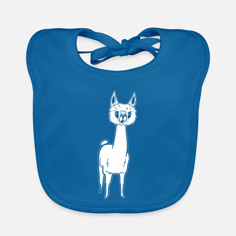 White Alpaca in Comic Style Cute Organic Baby Bibs