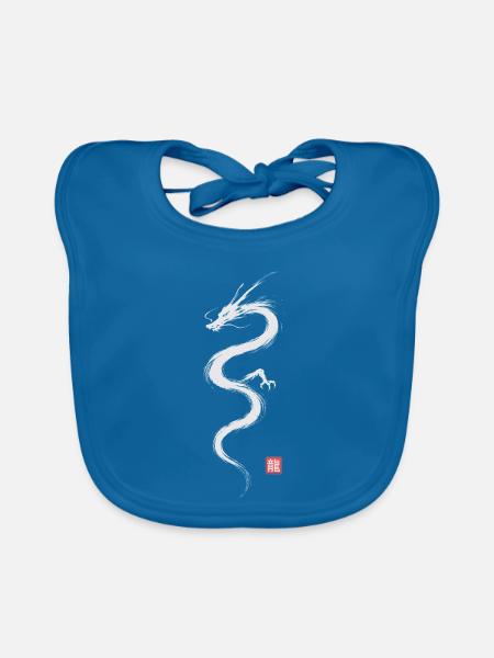 Japanese Dragon Minimal Art - Baby Bio-Lätzchen - Pfauenblau