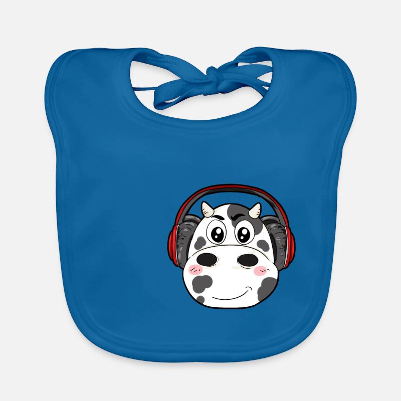 Kuh mit Kopfhörer Baby Bio-Lätzchen