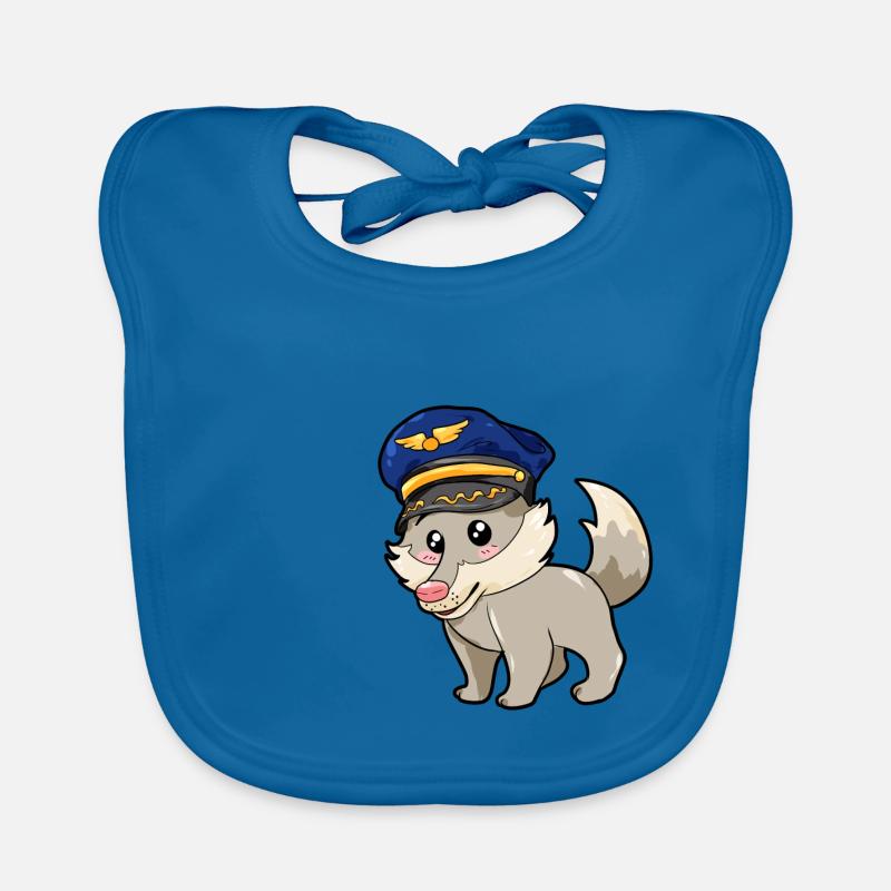 Pilote Wolf - Bavoir bio Bébé - bleu paon