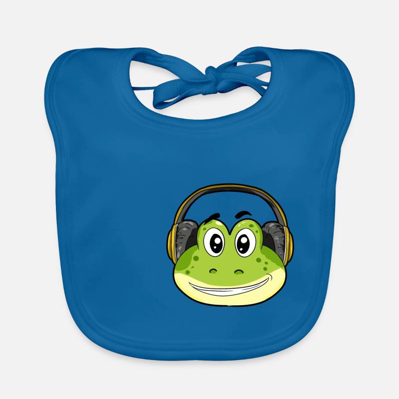 Frog with headphones Organic Baby Bibs
