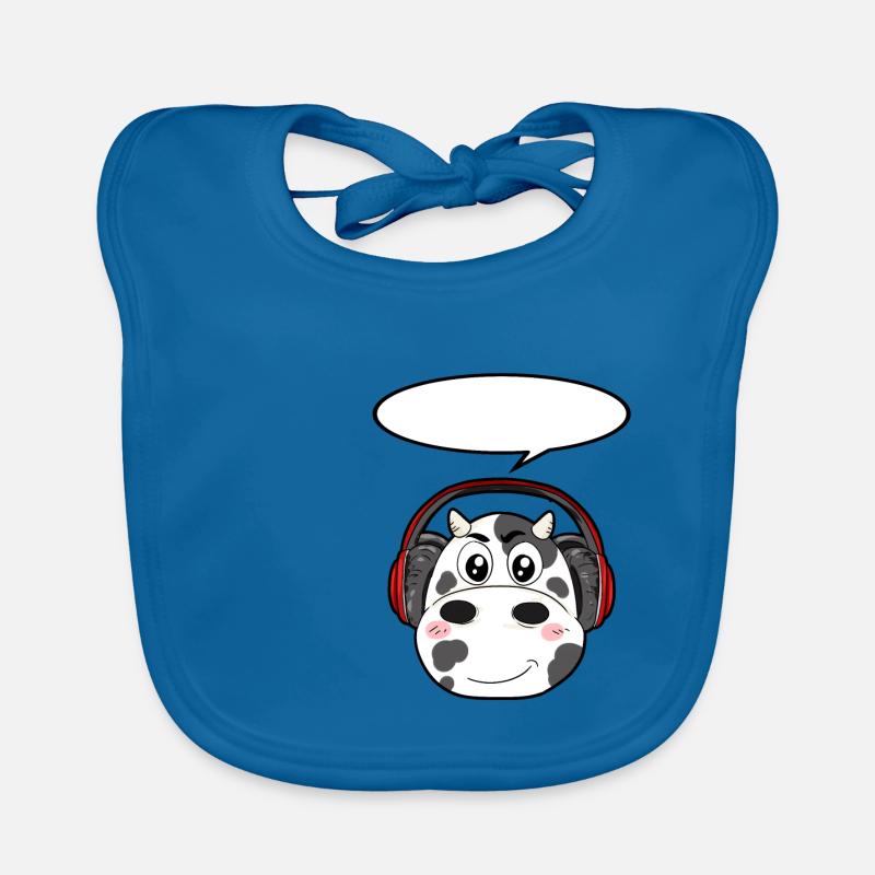 Kuh mit Kopfhörer Baby Bio-Lätzchen