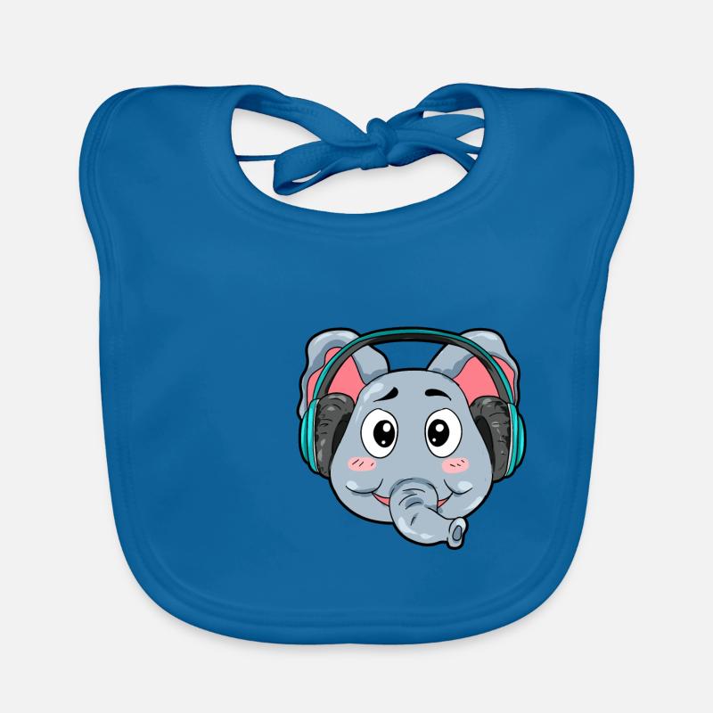 Elefant mit Kopfhörer Baby Bio-Lätzchen