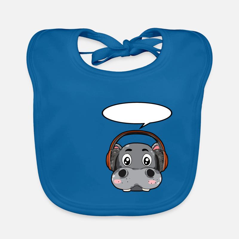 Nilpferd mit Kopfhörer Baby Bio-Lätzchen