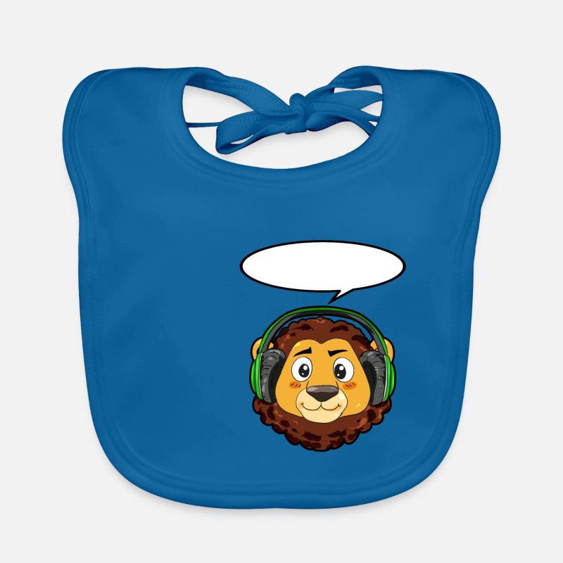 Löwe mit Kopfhörer Baby Bio-Lätzchen