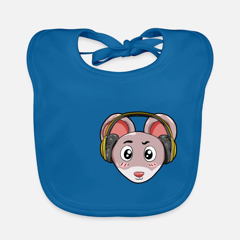 Maus mit Kopfhörer Baby Bio-Lätzchen