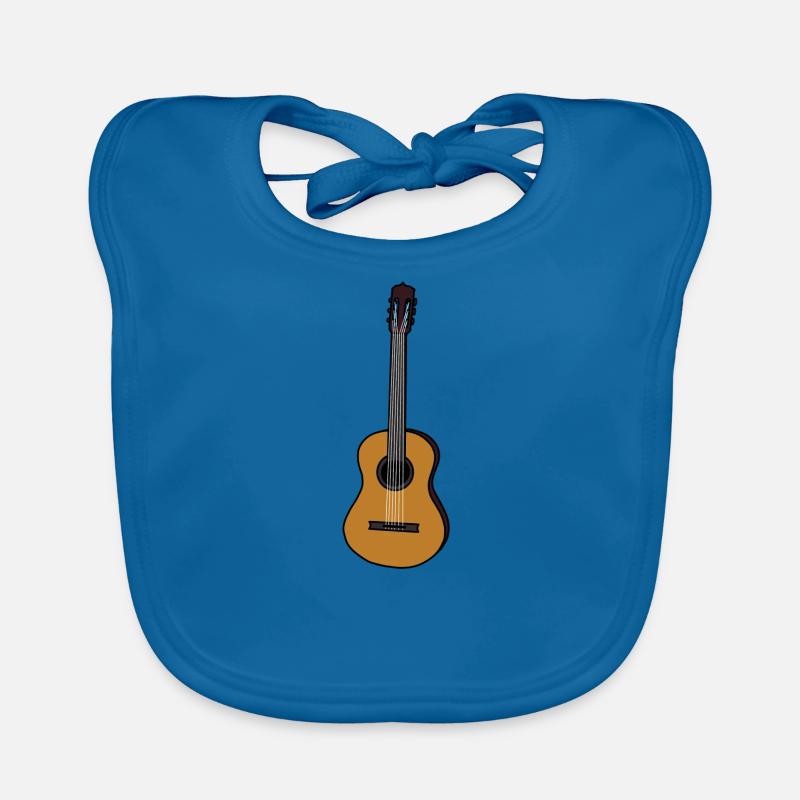 guitare - Bavoir bio Bébé - bleu paon