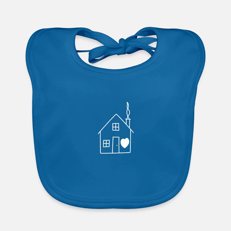 Maison maison amour - Bavoir bio Bébé - bleu paon
