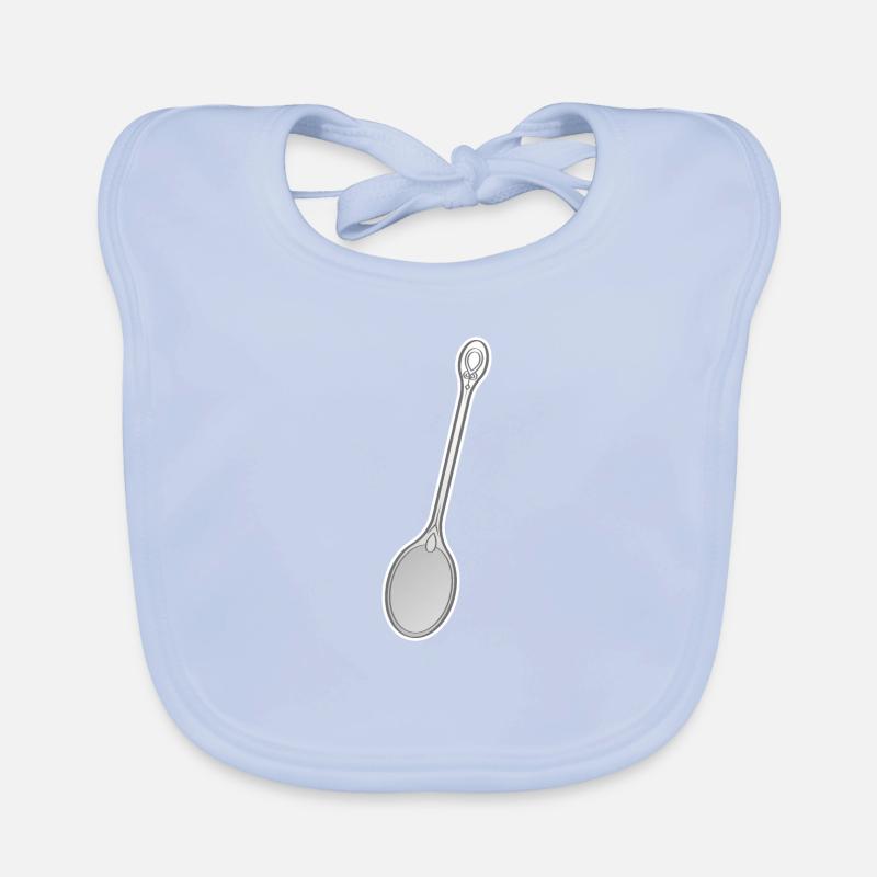 vector drawing silver spoon Organic Baby Bibs