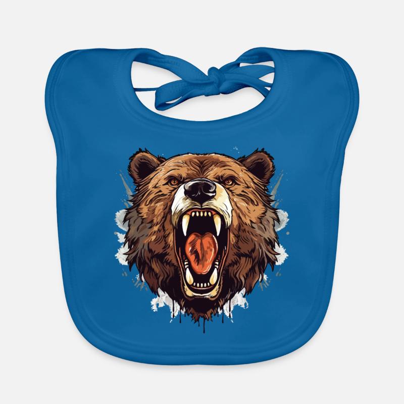 Bear Grizzly Bear Roars Bear Head Nature Wilderness Forest Organic Baby Bibs