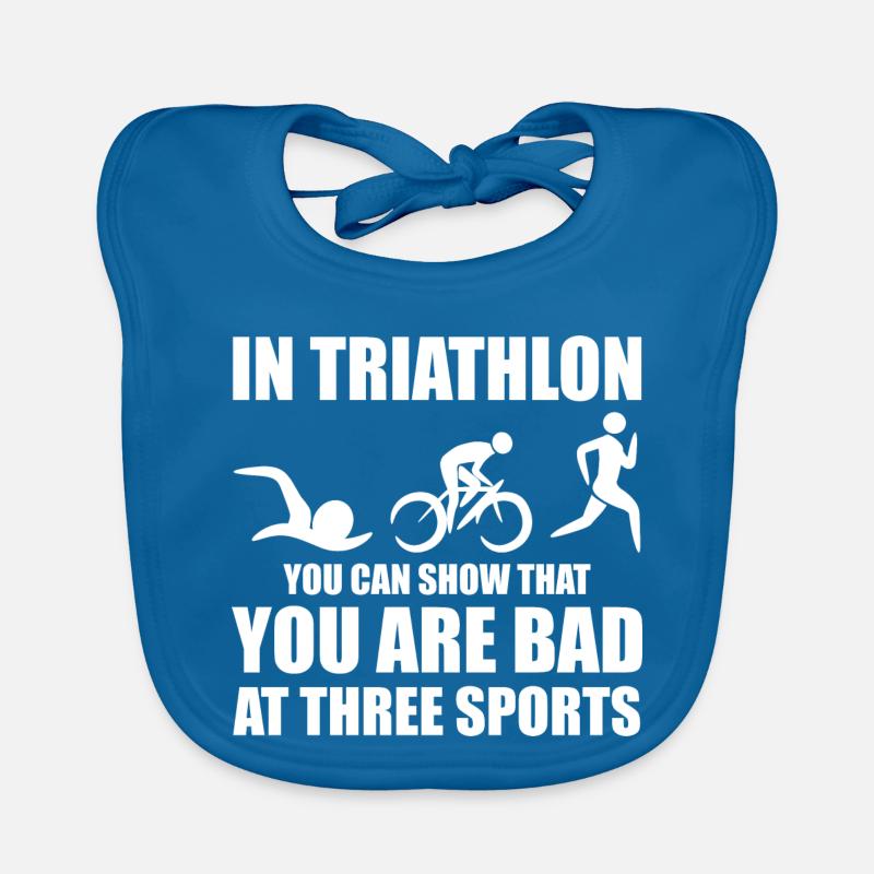 Witziger Triathleten Spruch - Baby Bio-Lätzchen - Pfauenblau
