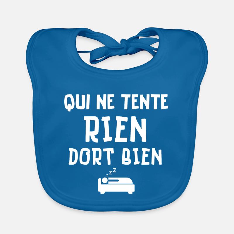 dormir, fatigué, grasse matinée, pas du matin - Bavoir bio Bébé - bleu paon