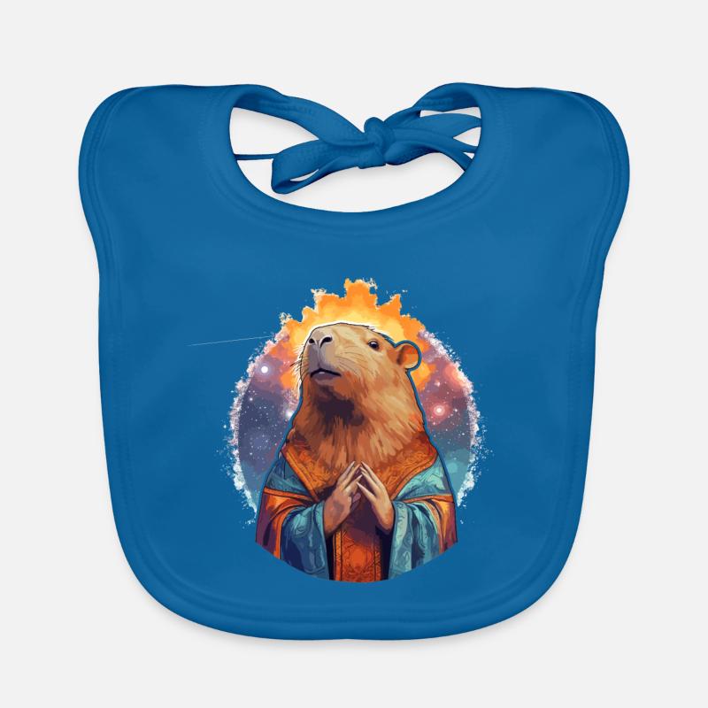 Cabybara Jésus - Bavoir bio Bébé - bleu paon
