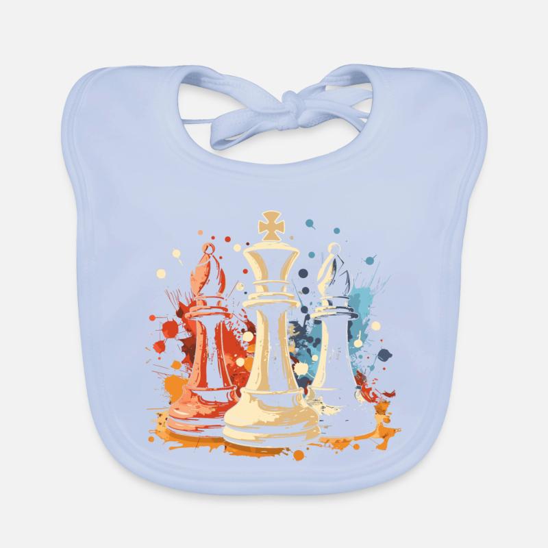 Chess Bishop and King Graffiti Organic Baby Bibs