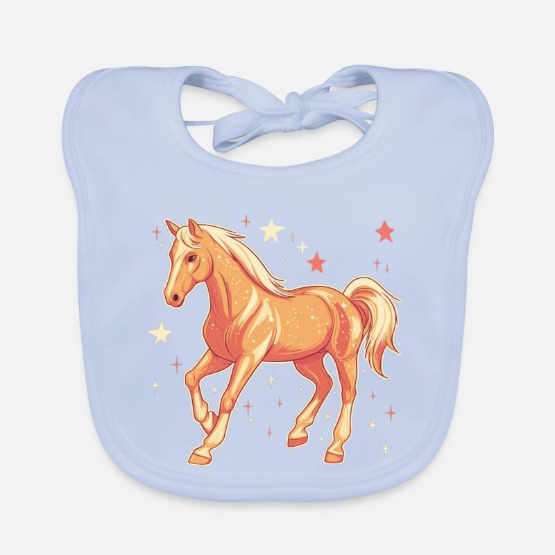 Cheval avec des étoiles Bavoir bio Bébé