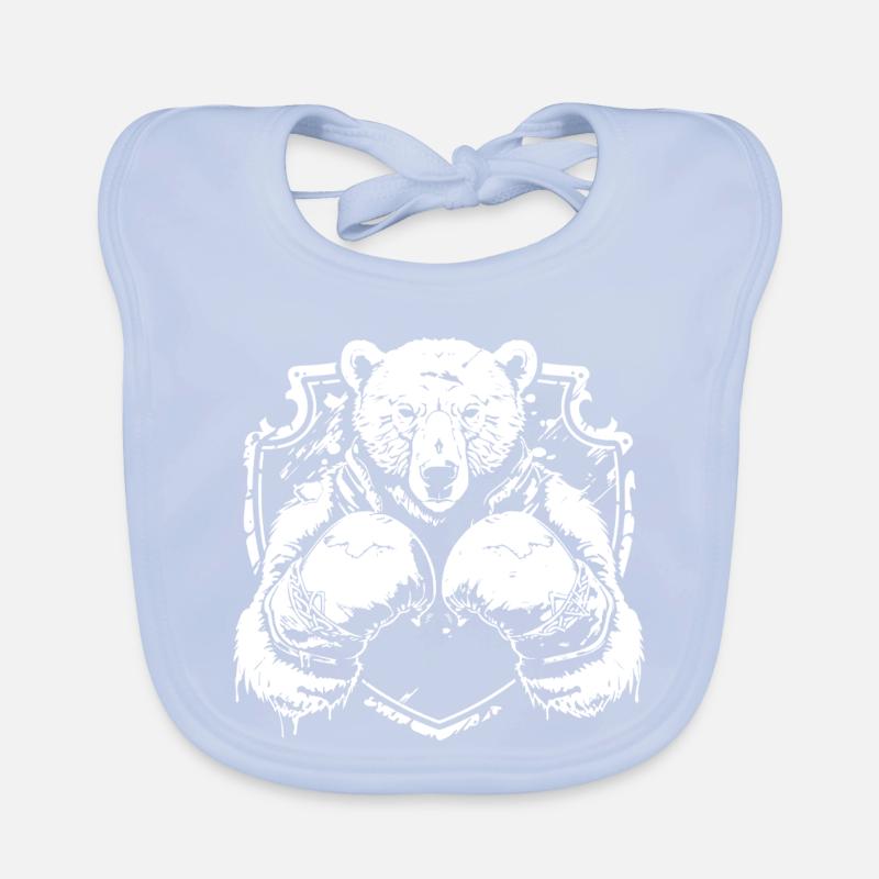 Logo d'ours fort avec boxeur en pose de combat Bavoir bio Bébé