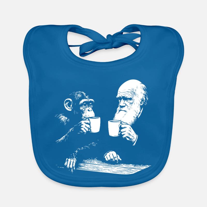 Darwin und der Affe trinken Kaffee Baby Bio-Lätzchen
